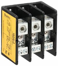 BUSSMANN Power Distribution Block: Open, Lug, Lug, 14 AWG – 2/0 AWG For Line Side Wire Sizes (MPN 16220-3). Key specifications — attr1361688: Surface; attr1308686: BUSSMANN; attr1361672: Copper.