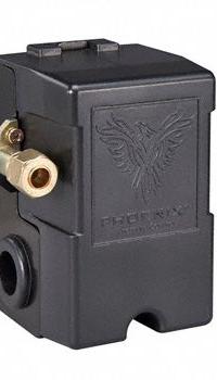 PHOENIX Air Compressor Switch: Std, 35 psi – 150 psi, (4) 1/4" FNPT, 95 psi / 125 psi ON/OFF (MPN 69MB7LY2C). Key specifications — attr1027655: Diaphragm; attr434202: PHOENIX; attr1027685: (4) 1/4" FNPT; attr1027686: Standard; attr1027690: Auto/Off.