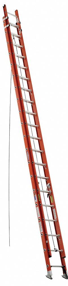 WERNER Extension Ladder: 40 ft Ladder Size, Fiberglass, 300 lb Load Capacity, 89 lb Wt, 2 Sections (MPN D6240-2). Key specifications — Color: Orange; Brand: WERNER; Included Features: Mar-Resistant End Caps; Removable Fly: Removable.
