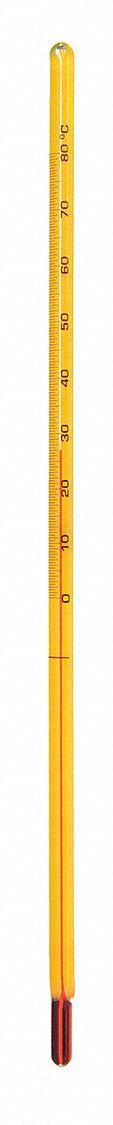 THERMCO Liquid In Glass Thermometer: 0°C to 80°C, Partial Immersion, 100 mm Immersion Dp, +/-1.0°C (MPN ACC641S). Key specifications — attr1275412: +/-1.0°C; attr1275416: THERMCO; attr1280797: Celsius.