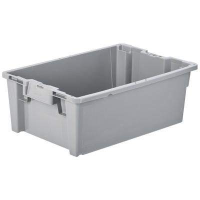 ORBIS Stacking and Nesting Tote: 9.7 gal, 23 5/8 in x 15 3/4 in x 8 1/2 in, Gray - Standard Stacking & Nesting Totes