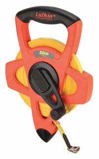 CRESCENT LUFKIN Long Tape Measure: Nonmagnetic Single Hook Tip, 50 m, Plastic with Rubberized Grip (MPN FM050CM). Key specifications — attr935324: CRESCENT LUFKIN; attr942259: Orange; attr935328: 1 cm; attr935329: Millimeters; attr935337: Metric; attr936607: Nonlocking; attr985315: Greater than 5 m; attr972446: Metric.