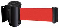 TENSABARRIER Retractable Belt Barrier: Fixed Mounting Plate, 12 ft Belt Lg, Pattern, Red, No Legend (MPN 896-STD-33-MAX-NO-R5X-C). Key specifications — Frame Color: Black; Brand: TENSABARRIER; Belt Color: Red.