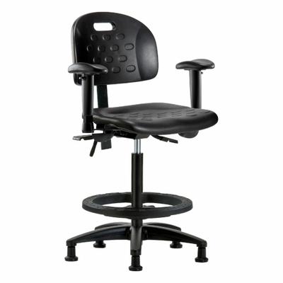 APPROVED VENDOR Ergonomic Chair: Polyurethane, Arms Included, Ht Range 24 1/4 in to 34 in - Polyurethane Lab Chairs