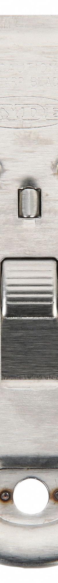 HYDE Scraper: Bld. Mat. Carbon Steel, Hdl. Mat. Steel, Flex, Straight Bld. Shape (MPN 13010). Key specifications — attr1004902: HYDE; attr1016211: 13120; attr1014703: Metal; attr1017570: Standard End; attr1029655: Straight; attr1034073: Straight.