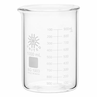 APPROVED VENDOR Beaker: 1,000 mL, 33.81 fl oz, A, Low Form, Type I, Colorless - Low Form Glass Beakers