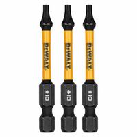 DEWALT Power Bit: Power Bit, T10 Bit Size, Torx® Head, T10 Bit Industry Size, Std, Hex, Impact, 3 PK (MPN DWAF2TX10IR3). Key specifications — attr1119738: Hex; attr1119740: Standard; attr1119734: S2 Steel; attr1119737: Power Bit; attr1119741: DEWALT.