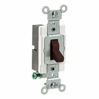 LEVITON Toggle Switch, 20 Amp: Toggle Switch, Single Pole, Maintained, Brown, 120/277V AC, 20 A (MPN CS120-2). Key specifications — Illuminated: No; Voltage Rating: 120/277V AC.