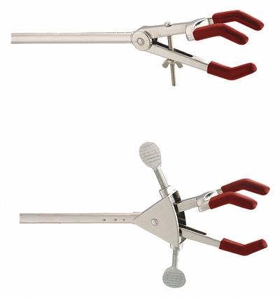 CHEMGLASS Clamp: Clamp, Zinc Alloy, 8 in Overall Lg, 3 Prongs, 1 in Overall Ht - Lab Clamps