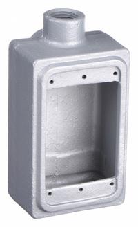 APPLETON ELECTRIC Electrical Box: Iron, Rectangular, 1 Gangs, 1/2 in Hub Size, 18 cu in Capacity (MPN FSLA-1-50). Key specifications — Color: Gray; Brand: APPLETON ELECTRIC.