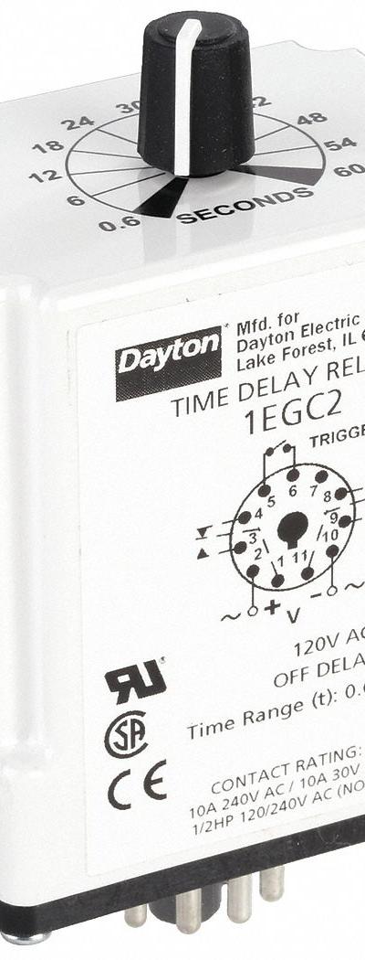 DAYTON Single Function Time Delay Relay: Socket Mounted - Socket-Mounted Relays