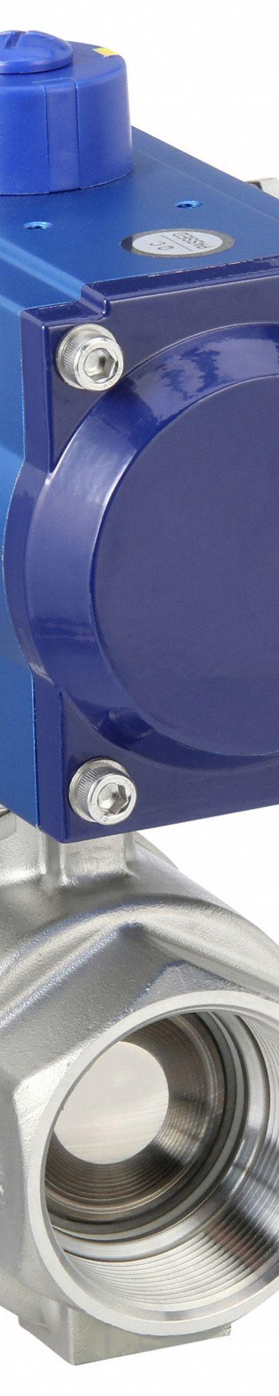 DYNAQUIP CONTROLS Pneumatically Actuated Two-Way Ball Valve: 2 in - Stainless Steel Pneumatically-Actuated Ball Valves