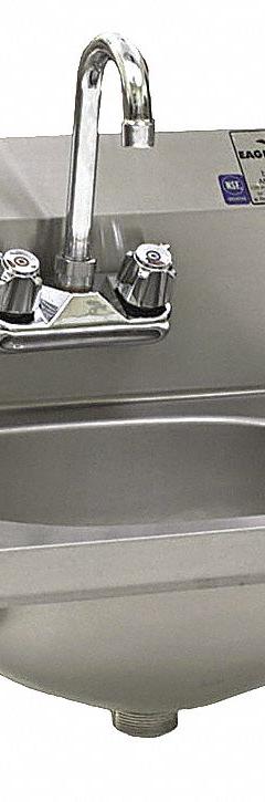 EAGLE GROUP Hand Sink: 1 Stations, 6 3/4 in Bowl Dp, 13 1/2 in Bowl Lg, 6 3/4 in Bowl Wd, 18 ga (MPN HSA-10-FTWS). Key specifications — Includes Side Splash: Side Splash Not Included; Series: HSA; Brand: EAGLE GROUP.