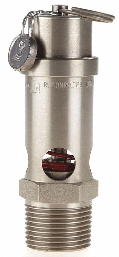 CONRADER Safety Valve: Soft Seat, 3/4 in (M)NPT Inlet (In.), 200 psi Preset Setting (PSI) - Soft Seat Pneumatic Safety Valves