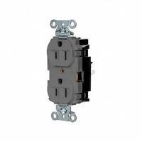 HUBBELL Receptacle: Duplex, 5-15, Gray, 125V AC, 15 A, 2 Pole / 3 Wire (MPN 5262STGY)