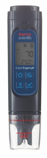 THERMO SCIENTIFIC pH Meter: pH/Temp, Meter, Batteries, Reagents Sold Separately, 0 pH pH Range - Min (MPN EXPERTPH-1). Key specifications — pH Accuracy: ±0.1 pH; Temp Compensation: Automatic; Measurement Components Included: Meter; Reagents and Solutions Included: Reagents Sold Separately; Test Parameters: Temperature; Other Accessories Included: Batteries; Manufacturer Part Number: EXPERTPH-1.