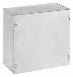 HOFFMAN Enclosure: Steel, 8 in x 8 in x 8 in, NEMA 1, Solid Cover, Screw On, Galvanized (MPN ASG8X8X8NK). Key specifications — Brand: HOFFMAN; Closure Method: Screws; Knockouts: Not Included.