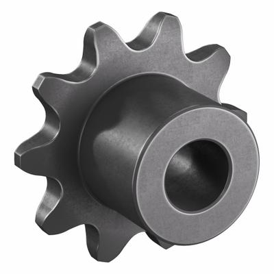 TSUBAKI Sprocket: One-Sided Hub, For Single Strands, 25, 10 Teeth, 0.809 in Pitch Dia - Size 25 Plain-Bore Roller Chain Sprockets