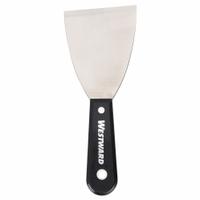 WESTWARD Putty Knife: Bld. Mat. Stainless Steel, Hdl. Mat. Polypropylene, Stiff, Tapered Bld. Shape (MPN 46A913). Key specifications — attr1004902: WESTWARD; attr1012057: Full; attr1014703: Plastic; attr1017570: Standard End; attr1029655: Straight; attr1034073: Bevel/ Offset.