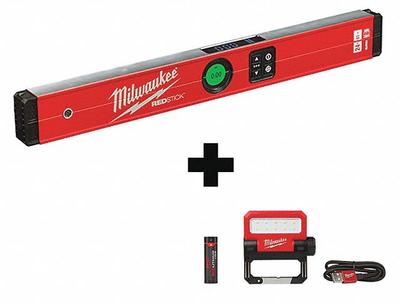 MILWAUKEE Digital Level: Includes Batteries, ±0.10°, 24 in Overall Lg, 4V Battery Size - Standard Digital Levels