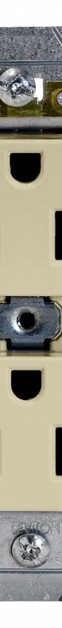 LEVITON Duplex Receptacle Outlet: Duplex, 5-15, Ivory, 125V AC, 15 A, 2 Pole / 3 Wire (MPN 5262-SI)