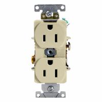 LEVITON Duplex Receptacle Outlet: Duplex, 5-15, Ivory, 125V AC, 15 A, 2 Pole / 3 Wire (MPN 5262-SI)