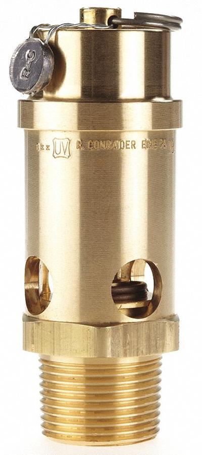 CONRADER Safety Valve: Soft Seat, 1 in (M)NPT Inlet (In.), 200 psi Preset Setting (PSI) - Soft Seat Pneumatic Safety Valves