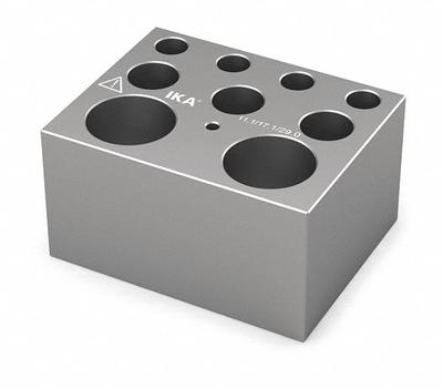 IKA Dry Block: Anodized Aluminum, 3 3/4 in Overall Wd, 3 in Overall Lg, 9 Wells - Dry Bath Blocks