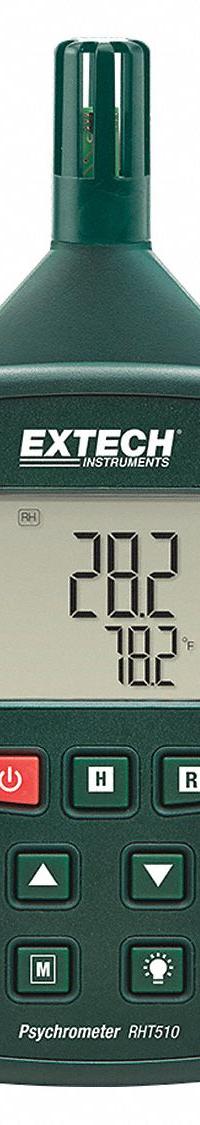 EXTECH Hygro Thermometer: Onboard, Ambient Temp/Dew Point/Relative Humidity/Wet Bulb Temp (MPN RHT510). Key specifications — attr1107597: EXTECH; attr1134764: Not Included.