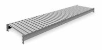 TENNSCO Shelf: 96 in x 24 in, 22 ga Beams, Steel, 2,150 lb Load Capacity (MPN 6940). Key specifications — Decking Material: Steel; Frame Finish: Powder Coated; Frame Material: Steel; Color: Industrial Gray; Includes: Cross Bars; Brand: TENNSCO.