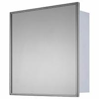 KETCHAM Medicine Cabinet: Square, Glass, 24 in Overall Ht, 24 in Overall Wd, 4 1/4 in Overall Dp (MPN 184-SM). Key specifications — Brand: KETCHAM; Frame Material: Stainless Steel; Frame Finish: Bright Annealed; Frame Color: Silver; Material: Glass.
