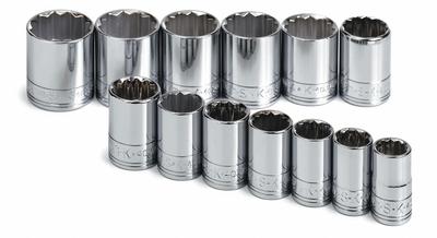 SK PROFESSIONAL TOOLS Socket Set: 1/2 in Drive, 13 Piece, 12-Point, Metric - SAE & Metric Socket Sets