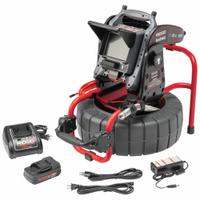 RIDGID Underground Inspection Camera System: SeeSnake®, 131 ft Lg., 8 in Max. Pipe Dia., Color LCD (MPN 63818). Key specifications — attr533194: Keypad; attr533196: Bluetooth; attr533197: SeeSnake®; attr553412: Included; attr529323: M40; attr529330: Color LCD; attr529308: 63818.