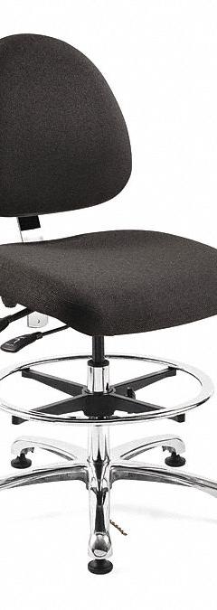Ergonomic ESD Task Chair: Fabric, Armless, Ht Range 21 1/2 in to 31 1/2 in, 20 in Seat Wd, 0 Casters (MPN 9551M-E-EBF). Key specifications — Foot Support: Yes; Back Tilt Backward: 15°; Back Tilt Forward: 11°; Base Material: Aluminum; Brand: BEVCO; Product Type: Ergonomic ESD Task Chair; ESD-Safe: ESD-Safe; Seat Tilt Backward: 6°.