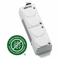 TRIPP LITE Outlet Strip: 4 Outlets, 15 ft Cord Lg, 15 A Current, UL 2930, White, 5-15P, 2 1/2 in Wd (MPN PS-415-HGDG). Key specifications — Brand: TRIPP LITE; Mounting Style: Screw.
