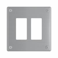LEGRAND Wall Plate: Decorator-Rocker, 2 Gang, Silver, Jumbo Size (MPN WSP62G1PS). Key specifications — Brand: LEGRAND; Material: Stainless Steel; Includes: Torx Security Screws.