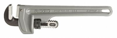 RIDGID Pipe Wrench: Aluminum, 1 1/2 in Jaw Capacity, Serrated, 10 in Overall Lg - Straight Pipe Wrenches