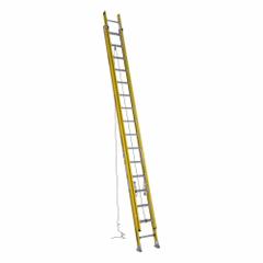 WERNER Extension Ladder: 36 ft Ladder Size, Fiberglass, 300 lb Load Capacity, 113 lb Wt, 2 Sections (MPN D7136-2). Key specifications — Color: Yellow; Brand: WERNER; Included Features: Rope and Pulley; Removable Fly: Removable.