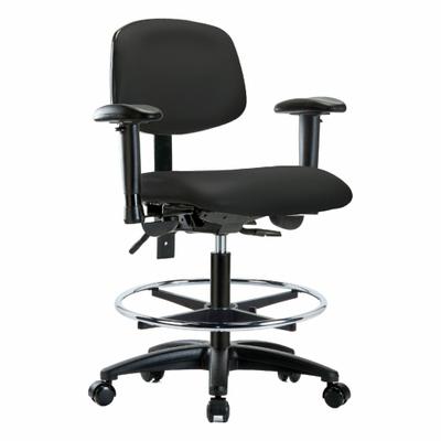 APPROVED VENDOR Ergonomic Chair: Vinyl, Arms Included, Ht Range 21 in to 28 1/4 in, 18 1/2 in Seat Wd - Vinyl Lab Chairs