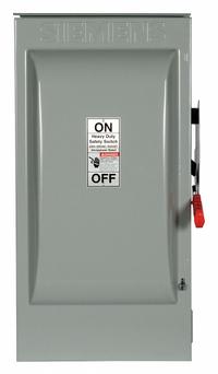 SIEMENS Safety Switch: Non-Fusible, 200 A, Three Phase, 600V AC, Galvanized Steel, Indoor/Outdoor (MPN HNF364R). Key specifications — attr867131: SIEMENS.