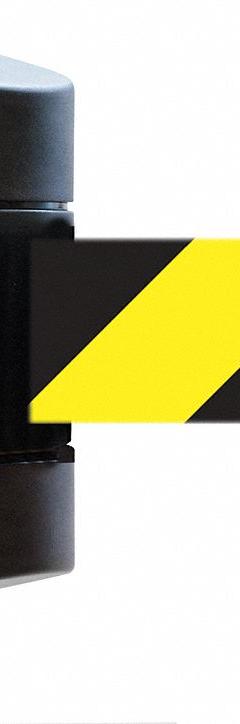 TENSABARRIER Retractable Belt Barrier: 30 ft Belt Lg, Pattern, Black/Yellow (MPN 897-30-S-33-NO-D4X-C). Key specifications — Frame Color: Black; Brand: TENSABARRIER; Belt Color: Black/Yellow.