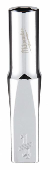 MILWAUKEE Deep Well Socket: SAE, 1/4 in Drive Size, 1/4 in Socket Size, 6-Point, Deep, Chrome (MPN 45-34-9014). Key specifications — attr1204417: MILWAUKEE; attr1204392: Chrome.