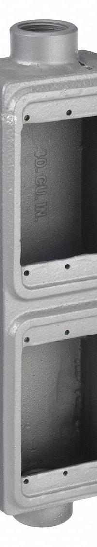 APPLETON ELECTRIC Electrical Box: Iron, Rectangular, 2 Gangs, 1/2 in Hub Size, 40 cu in Capacity (MPN FSC-2T-50). Key specifications — Color: Gray; Brand: APPLETON ELECTRIC.