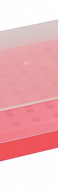 Tube Rack: 4 3/4 in Overall Wd, 2 in Overall Ht, 9 3/4 in Overall Lg, Polypropylene, Pink, Benchtop (MPN HS2345E). Key specifications — Material: Polypropylene; Mounting Location: Benchtop; Color: Pink; Product Type: Test Tube Rack; Total Holding Capacity: (96) Wells; Brand: HEATHROW SCIENTIFIC.