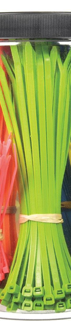 TY-RAP Cable Tie Kit: 500 Pieces, Nylon 6/6, Plastic Pawl Locking, Assorted Colors, 500 PK (MPN 9M500C). Key specifications — Locking Style: Plastic Pawl; Includes: (100) 4.0 in Pink; Material: Nylon 6/6; Brand: TY-RAP.