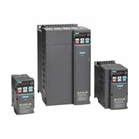 SIEMENS Variable Frequency Drive: In Phase Three, 2 hp, 4.2 A Output Current - Max, IP21, No Bypass (MPN RT002X-43N). Key specifications — Style: Compact; Color: Black/Blue/Gray.
