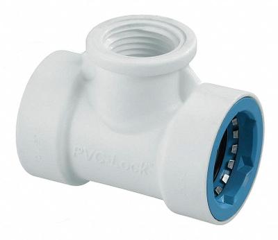 HYDRORAIN Tee: 1/2" Push x 1/2" Push x 1/2" FPT, ABS Plastic, 150 psi Max Working Pressure - Irrigation Tee Fittings