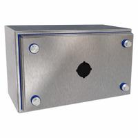 HAMMOND Push Button Enclosure: 22mm, 1 Holes, 304 Stainless Steel, NEMA 12/3R/4/4X (MPN HYMPB1SS). Key specifications — Brand: HAMMOND; Environments & Applications: Washdown-Corrosion-Resistant.