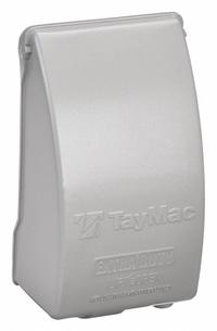 TAYMAC While In Use Weatherproof Cover: 1 Gangs, For Decora/GCFI Electrical Component Type, Vertical (MPN MX4280S). Key specifications — Brand: TAYMAC; Color: Gray; Cover Material: Die-Cast Metal; For Electrical Component Type: Decora/GCFI; Mounting Orientation: Vertical.
