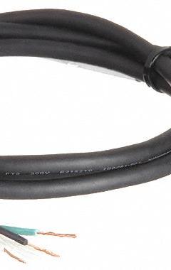 APPROVED VENDOR Power Cord: 12 ft Lg, 3/14, 5-15P Plug, Bare Wire Receptacle, SJO, Rubber, 125V AC (MPN E3605). Key specifications — Brand: APPROVED VENDOR; Jacket Material: Rubber.